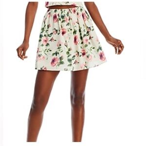 NWT AQUA Floral Mini Skirt XS – Cotton Smocked Waist A-Line Summer Spring Outfit
